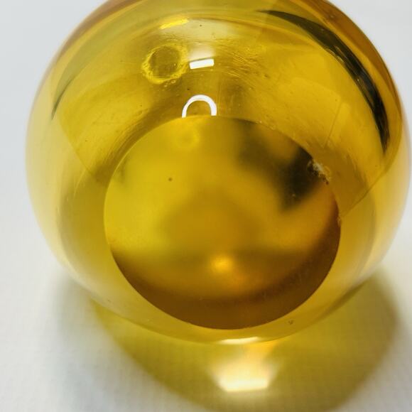 MURANO SOMMERSO AMBER YELLOW ART GLASS FISH TAIL VASE 9” Venice Italy Bubbles - Picture 7 of 8